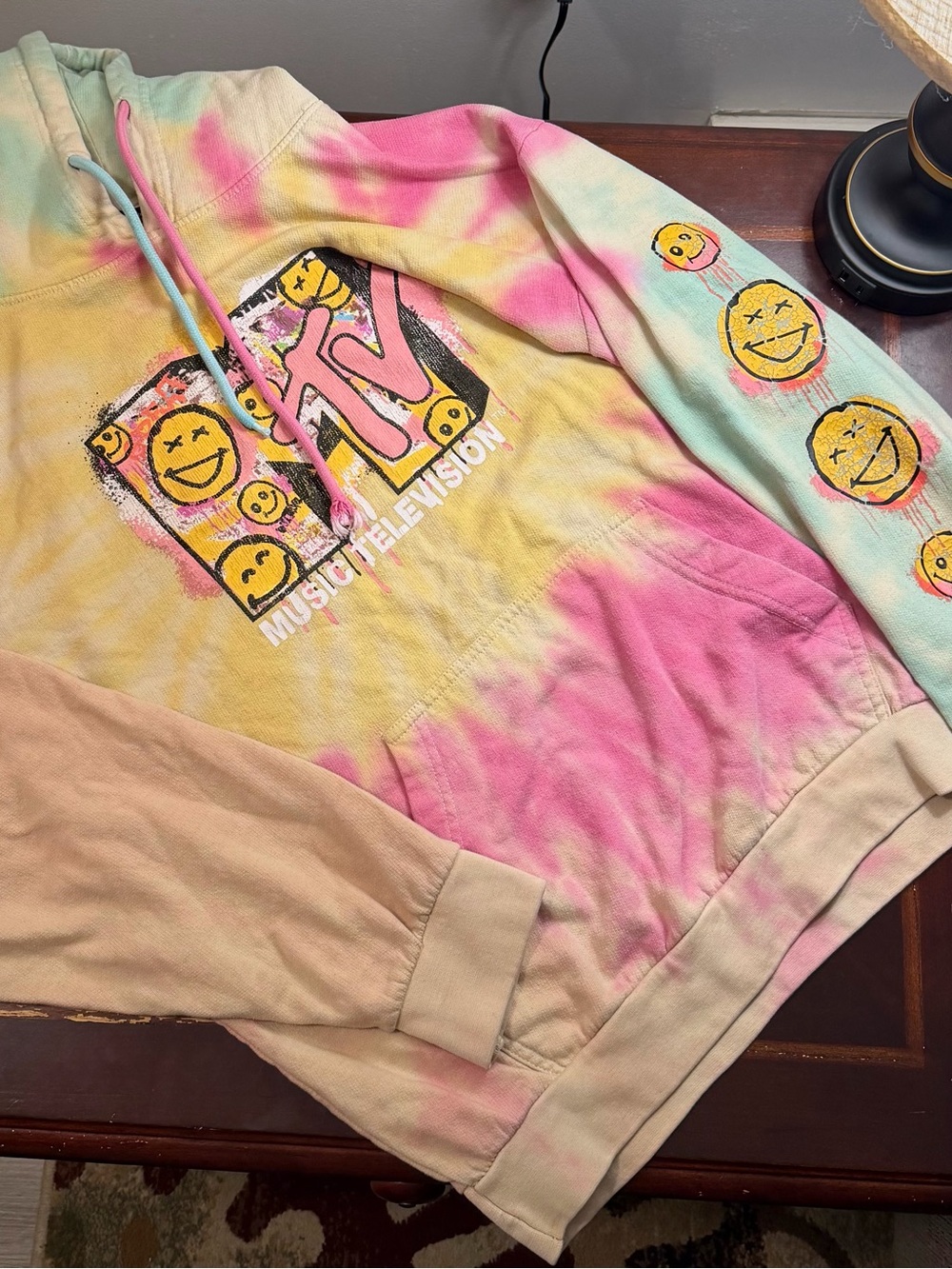MTV Tie-Dye Hoodie - Pink, Yellow & Mint